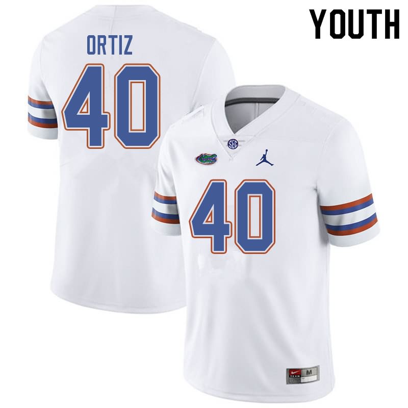 Youth NCAA Florida Gators Marco Ortiz #40 Stitched Authentic Jordan Brand White College Football Jersey XCJ0565RO